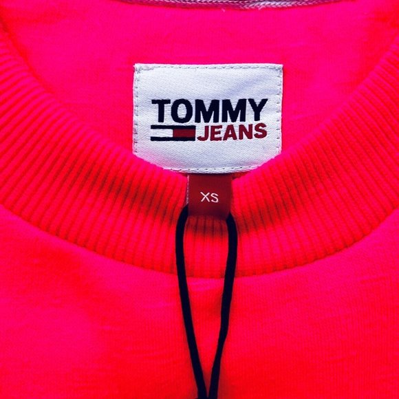 Tommy Hilfiger Jeans Wmn's sz XS Neon Hot Pink Crop Sweater Y2K - Picture 5 of 11